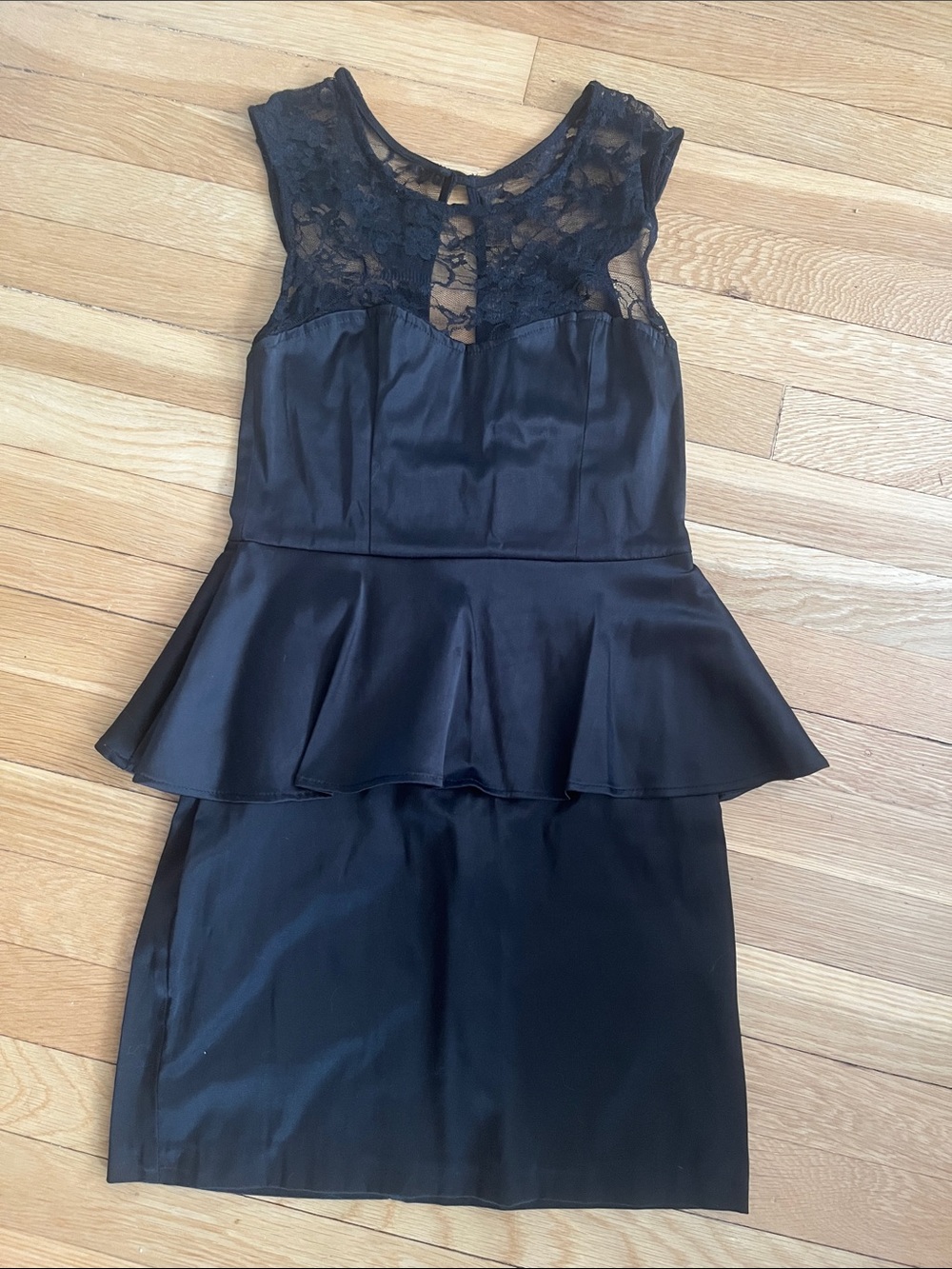 Black Poppy Black Lace Peplum Blouse